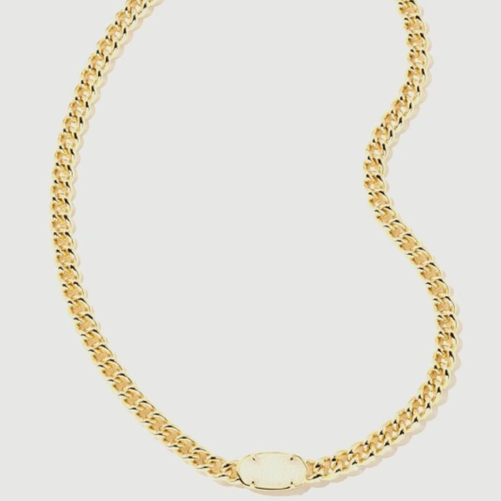 Elisa Gold Chain Necklace in Iridescent Drusy